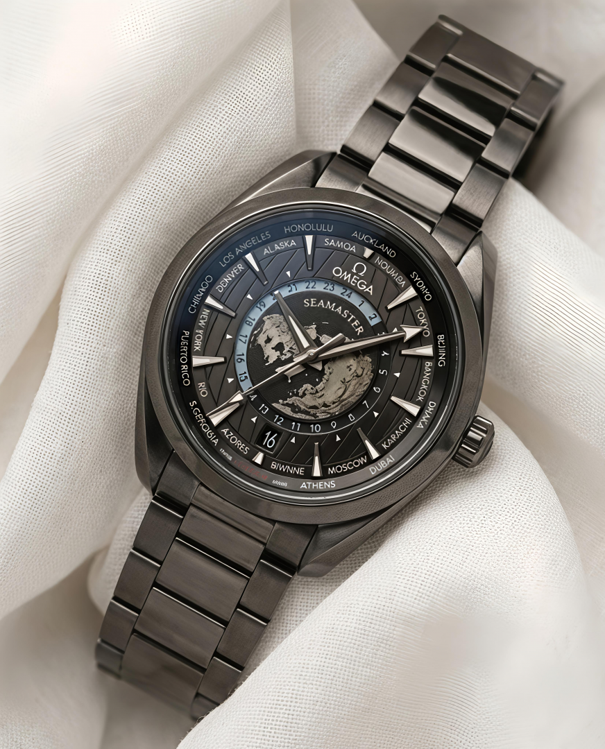 Omegg_a Seamaster Aqua Terra GMT Worldtimer Full Black